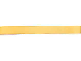 Beautiful golden ribbon with blank card on white background