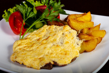 Baked pork with cheese