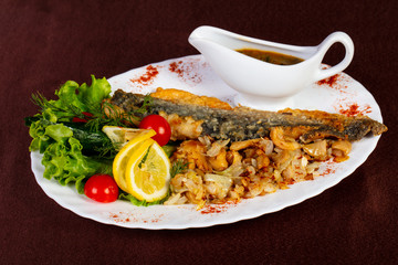 Roasted mullet fish