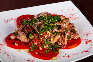 Tomato and squid salad