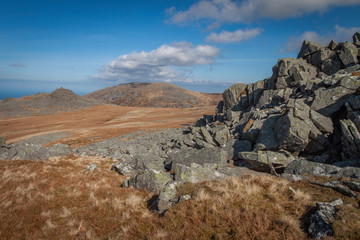 Fototapeta na wymiar The Carneddau are a wide expanse of high mountain and moorland to the north of Snowdonia National Park. Often climbed from Ogwen. 