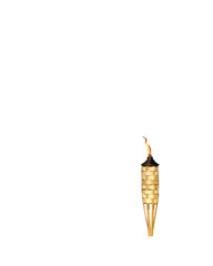 Torch with Flame Wrapped in Bamboo on Whike Background