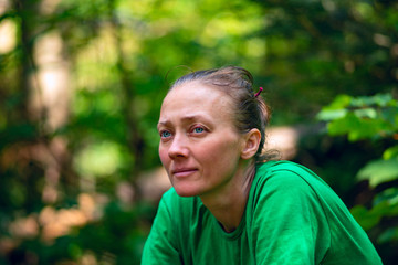 Portrait of a beautiful woman who dreaming during travel