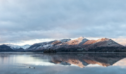 Fototapeta na wymiar Reflection of Lake District Mountains in Winter