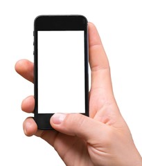 Hand Holding an iPhone with Blank Screen