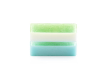 fragrant fresh soap on white background