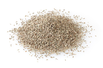 Heap of anise seeds isolated on white background