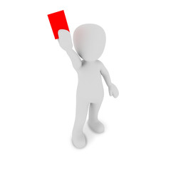 The referee is holding up the red card