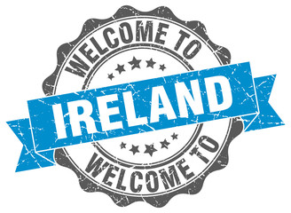 Obraz premium Ireland round ribbon seal