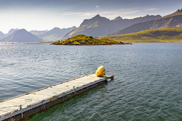 Old beautiful pier in Lofoten Islands, Norway