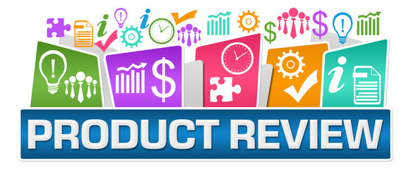 Product Review Business Symbols On Top Colorful 