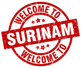 welcome to Surinam red stamp