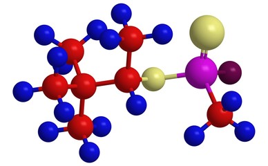Molecular structure of soman, 3d rendering