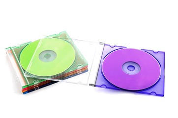 Fototapeta premium Five Colorful Compact Discs in Plastic CD Case