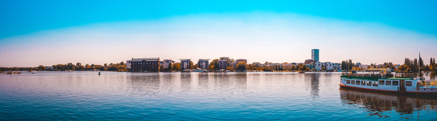 big panorama of spree river at treptower park, berlin © Novanture