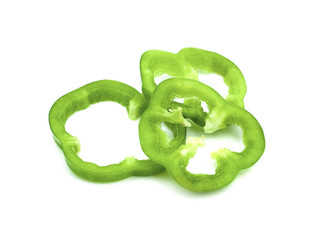 Sliced green pepper isolated on white background