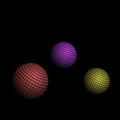 3d balls with polka dots isolated on black shaded background