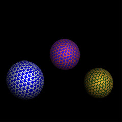 3d balls in sprocket isolated on black shaded background