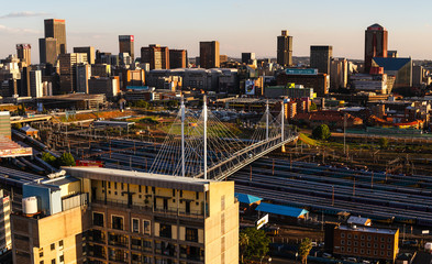 Buildings in the city of Johannesburg in the late afternoon sun, Gauteng, South Africa