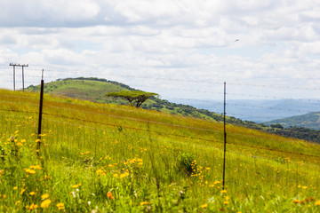 The hills and mountainous terrain on the The R69 from Pongola to Vryheid, KZN, South Africa