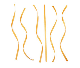 Golden ribbons on white background