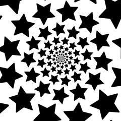 Isolated spiral of stars on a white Square background. Design Element