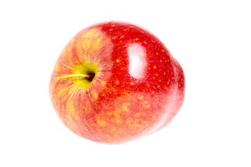 Ripe fresh red apple with water drops , isolated on white background
