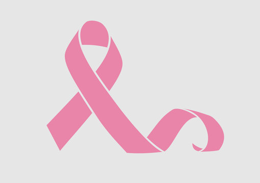Pink ribbon icon. Breast cancer awareness symbol. Vector illustration
