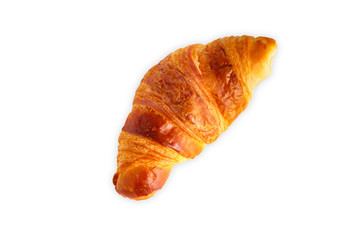 Top view of croissant bread on white background