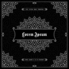 Vintage frame with hand drawn corner patterns. Greeting card, invitation or label template. Vector Illustration