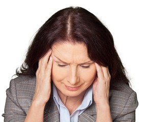working woman with headache