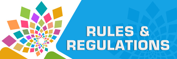 Rules And Regulations Colorful Circular Rounded Squares Blue 
