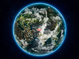 Tajikistan on Earth at night