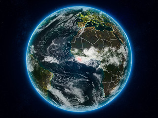 Liberia on Earth at night