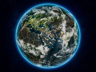 Kuwait on Earth at night