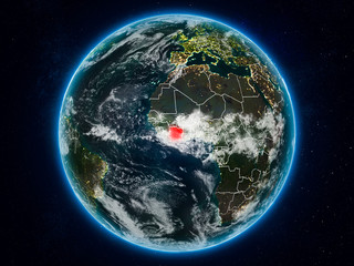 Ivory Coast on Earth at night