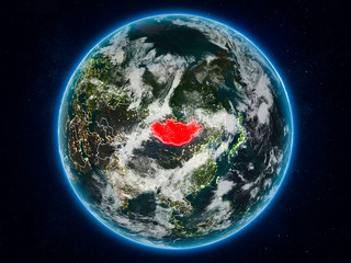 Mongolia on Earth at night