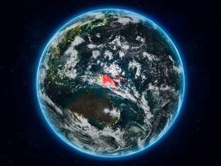 Papua New Guinea on Earth at night