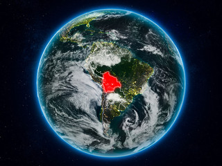 Bolivia on Earth at night