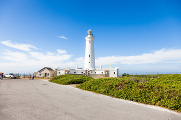 Fototapeta na wymiar The Cape St Francis lighthouse is a popular landmark. Cape St francis, South Africa.