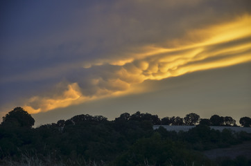French summer clouds. Sunset