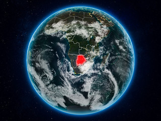 Botswana on Earth at night