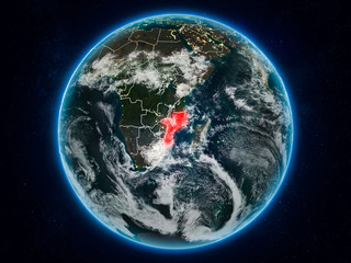 Mozambique on Earth at night