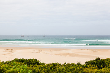 The long white sandy dune beach of Cape St Francis, South Africa.