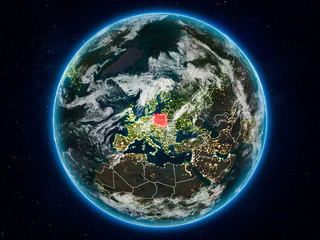 Poland on Earth at night