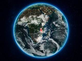 Malawi on Earth at night