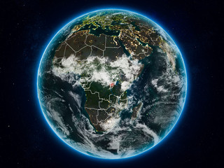Rwanda on Earth at night