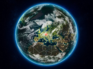 Czech republic on Earth at night