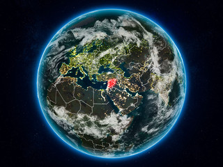 Syria on Earth at night