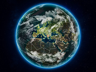 Macedonia on Earth at night